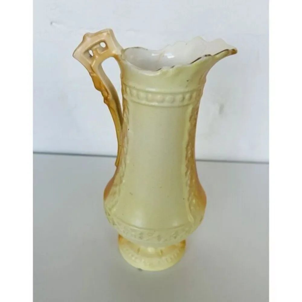 Vintage Porcelain Pitcher Transferware & Hand Painted‎ Woman Floral 8.5
